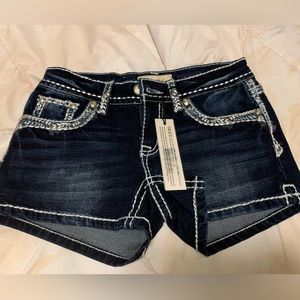 Grace in LA Women's Dark Blue Jean Shorts